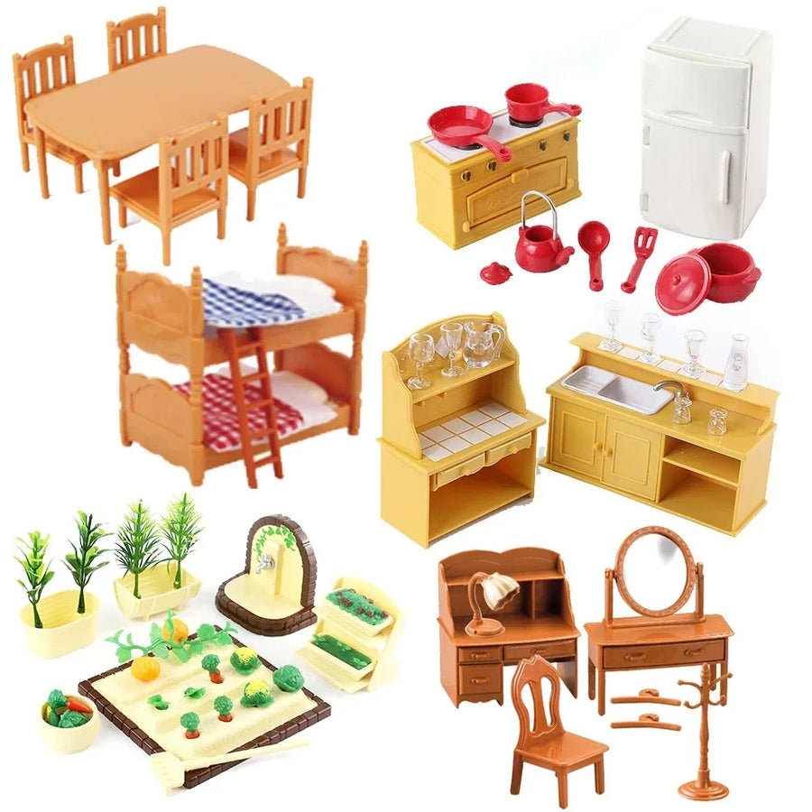 Forest Animal Family Dollhouse Furniture 1/12 Miniature