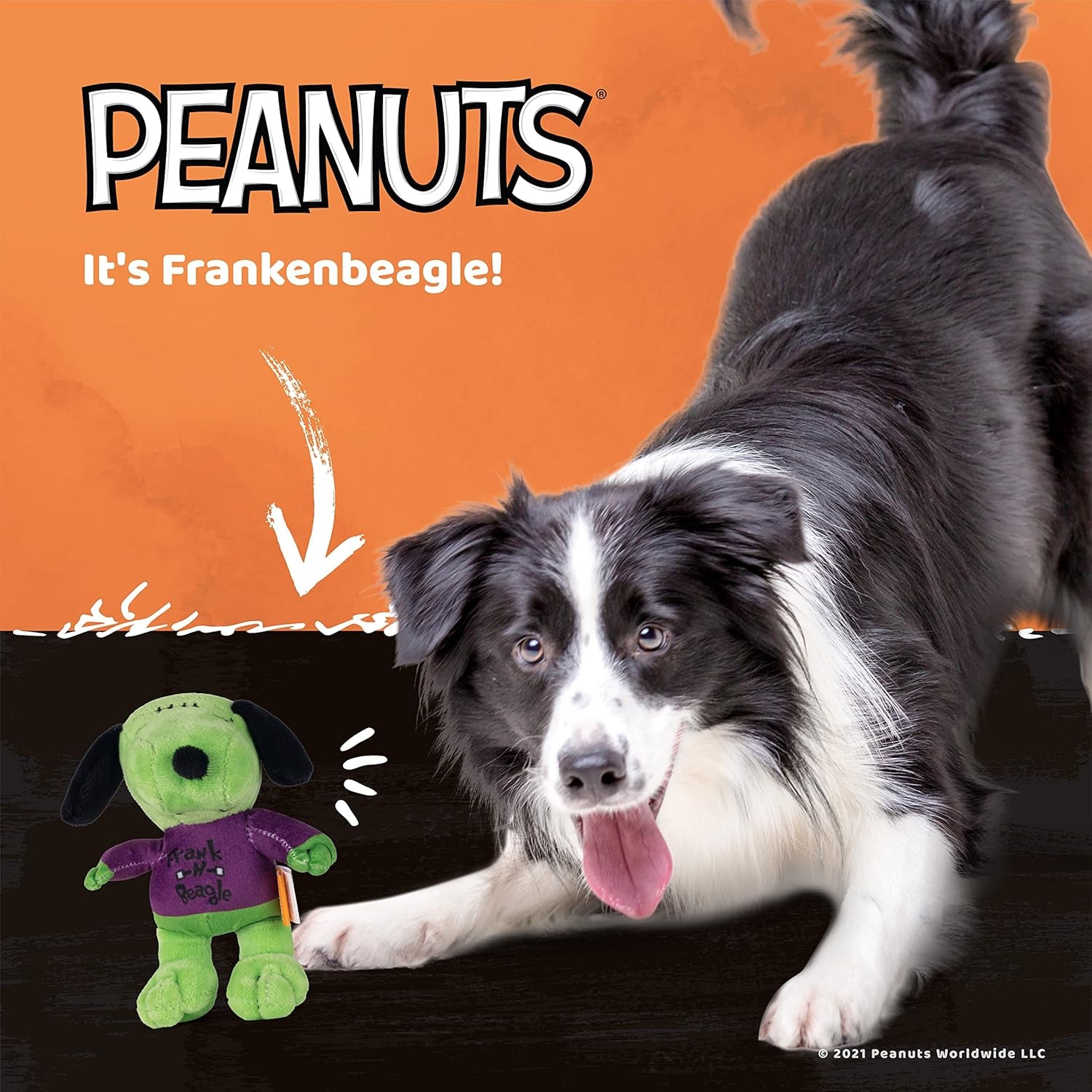 6 Inch Halloween Snoopy Franknbeagle Dog Toy | Cute Small Dog Toy from Peanuts Comic Strip | Plush Squeaky Dog Chew Toy Officially Licensed by Peanuts, Plush Figure- 6 Inch (FF17130)