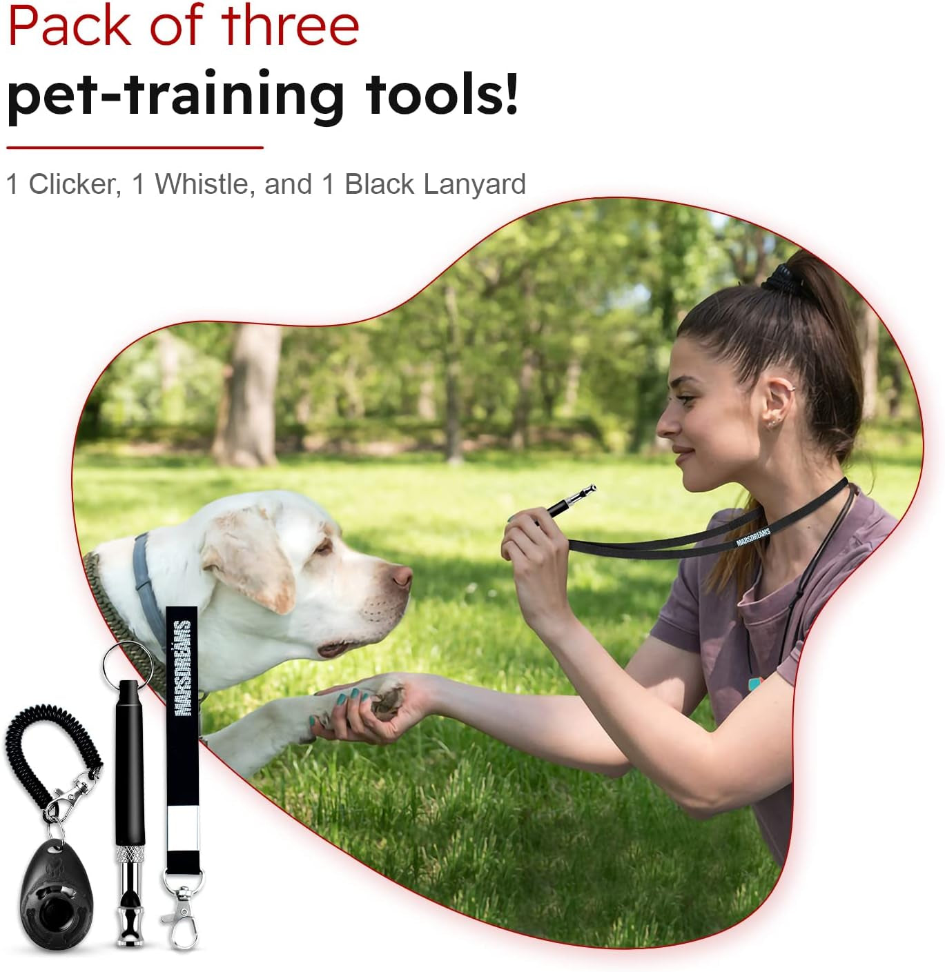 - Pet Training Clicker, Whistle -Training Behaviour Aids Accessories for Puppies with Lanyard - Barking Control Device - Long Range Adjustable Frequency - Pack of 3 - Black