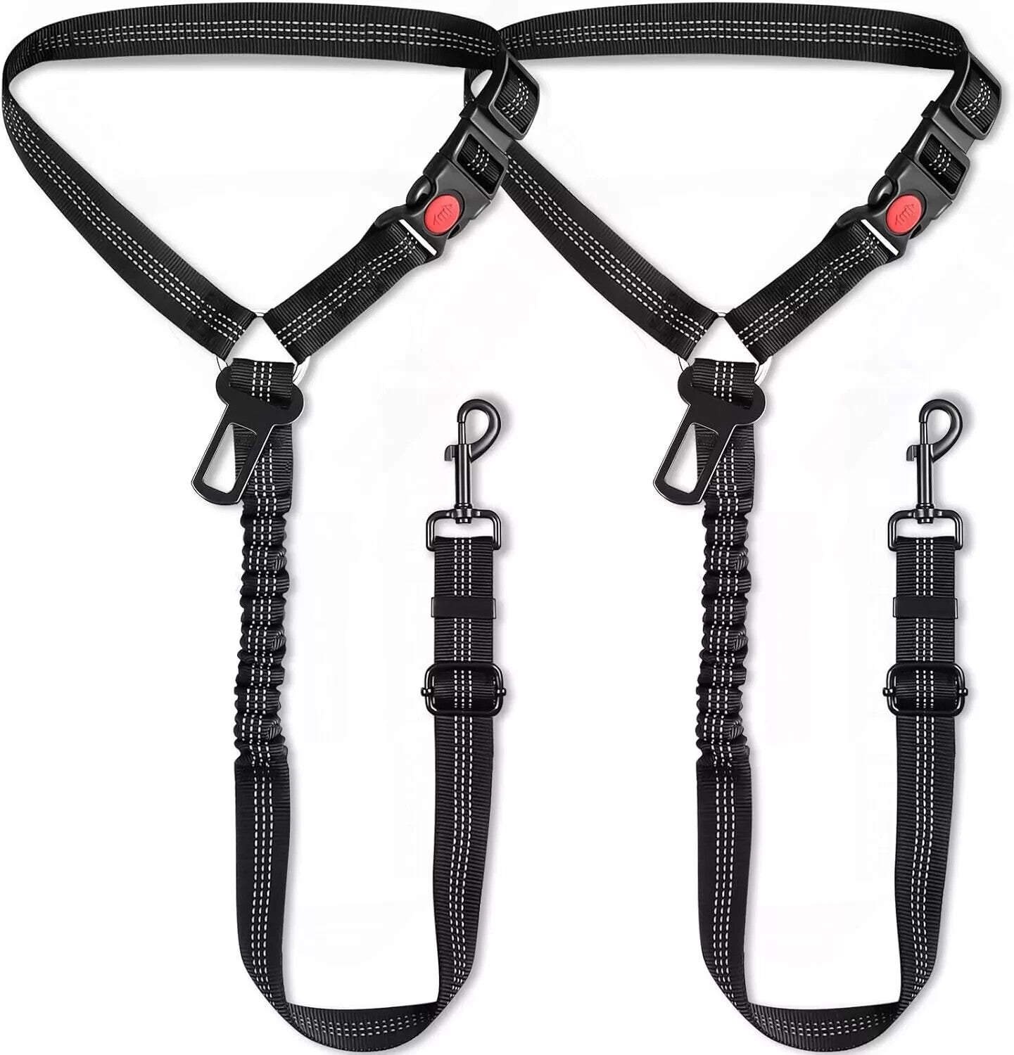 2 Packs Dog Seat Belt for Car, Upgrade 3-In-1 Dog Seatbelt with Adjustable Metal