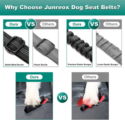 2 Packs Dog Seat Belt, 3Rd Generation Dog Seatbelt Harness with Adjustable Metal