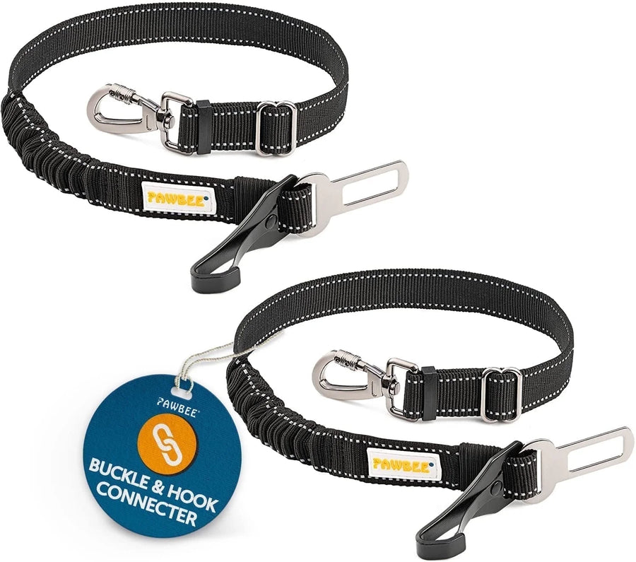 Elastic Dog Seat Belt for Car, Pet Safety Harness, Adjustable Nylon Bungee, 2-Pack