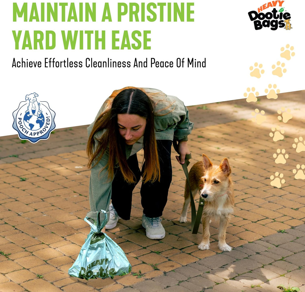 HEAVY Dootie Bags with EZ Tie Handles. Clean and Convenient for Pet Dog Poop, Cat Litter. Multi-Use. Great for Swivel Bin and  Scoopers. Made with Cornstarch. Strong, Leakproof and Very Large
