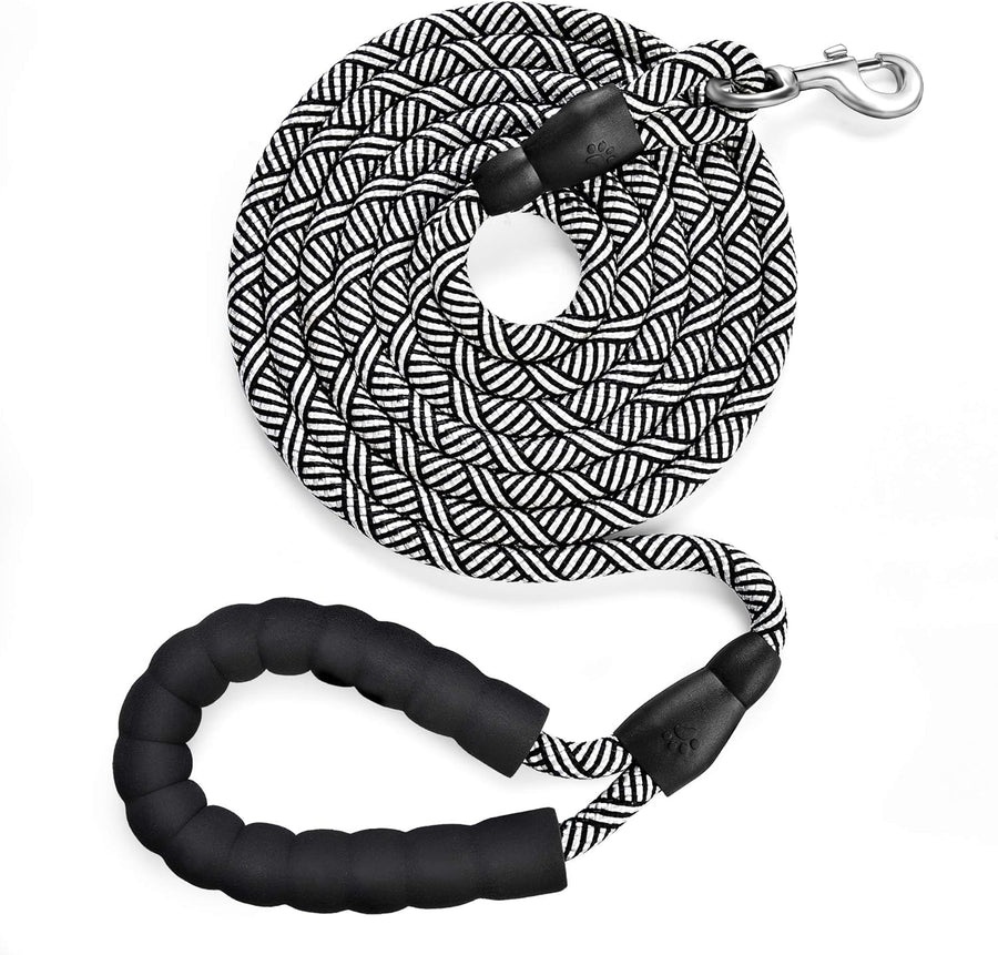 Heavy Duty 10 FT Dog Leash with Comfortable Padded Handle - Reflective, Medium & Large Dogs, Black