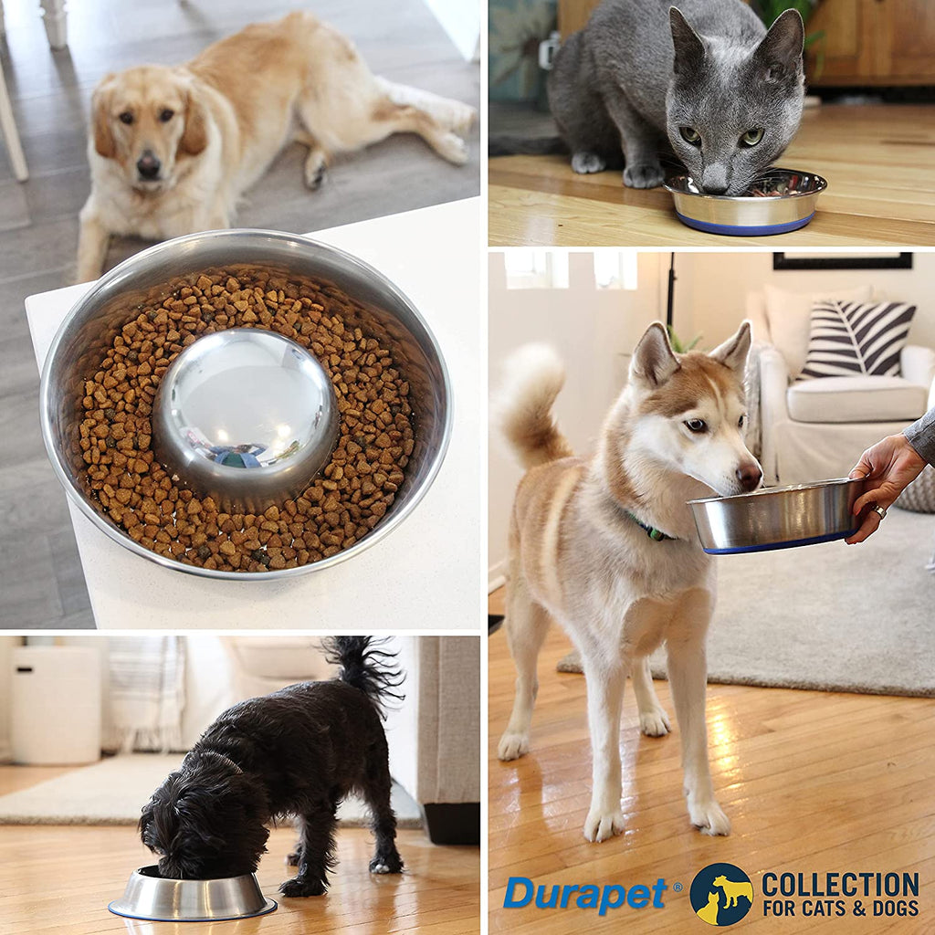Ourpet'S Durapet Premium Dishwasher Safe Stainless Steel Dog Bowl for Food or Water [Multiple Sizes for Small to Large Dogs] in Traditional or Wide Base Design - 8 CUP