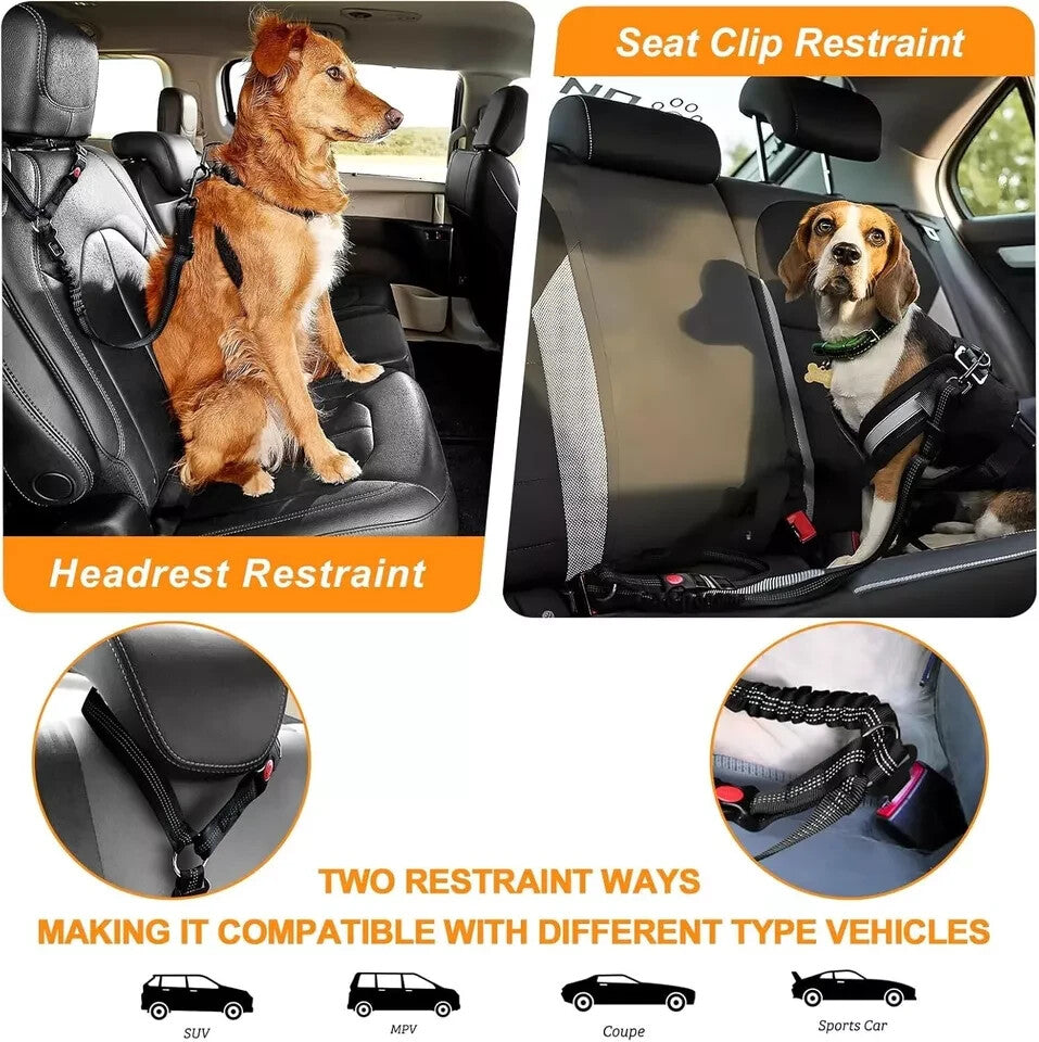 2 Packs Dog Seat Belt for Car, Upgrade 3-In-1 Dog Seatbelt with Adjustable Metal