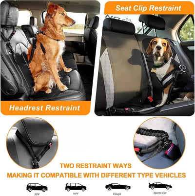 2 Packs Dog Seat Belt for Car, Upgrade 3-In-1 Dog Seatbelt with Adjustable Metal