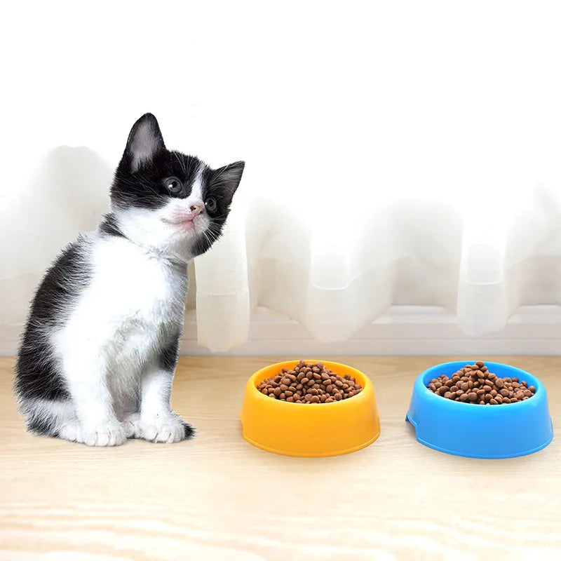 Practical New Colorful Pet Bowl Dog Cat Puppy Plastic Round Bowl Travel Feeding Food Water Bowl Dish Dog Food Bowls Pet Products