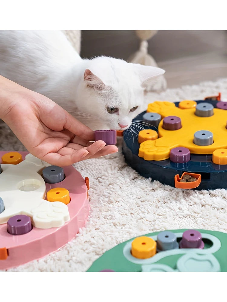 Cat and Dog Feeding Toys, Brain Boosting Puzzle Bowl with Snack Dispenser