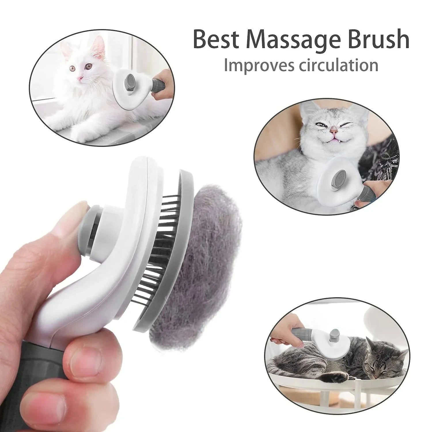 Dog Grooming Brush with Easy Clean Button, Pet Massage Comb