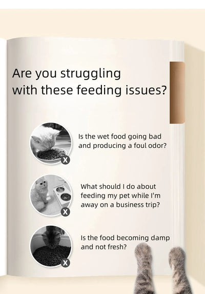 Pet Automatic Feeder Timed Quantification Separate Bowls for Dry Wet Feeding Easy to Clean Short-distance Travel Home Use