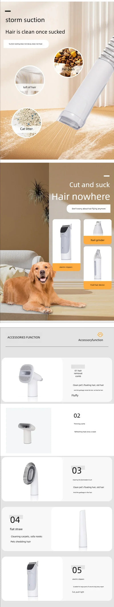 Dog Grooming Kit for Pet Include 4 Hair Clipper Combs 2.5L