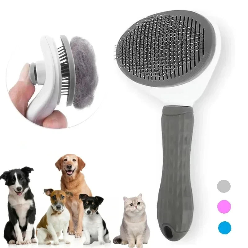 Dog Grooming Brush with Easy Clean Button, Pet Massage Comb