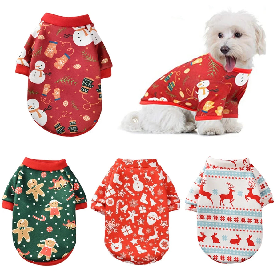 Christmas Dog Clothes  Pet Clothing Hoodies Comfortable Warm