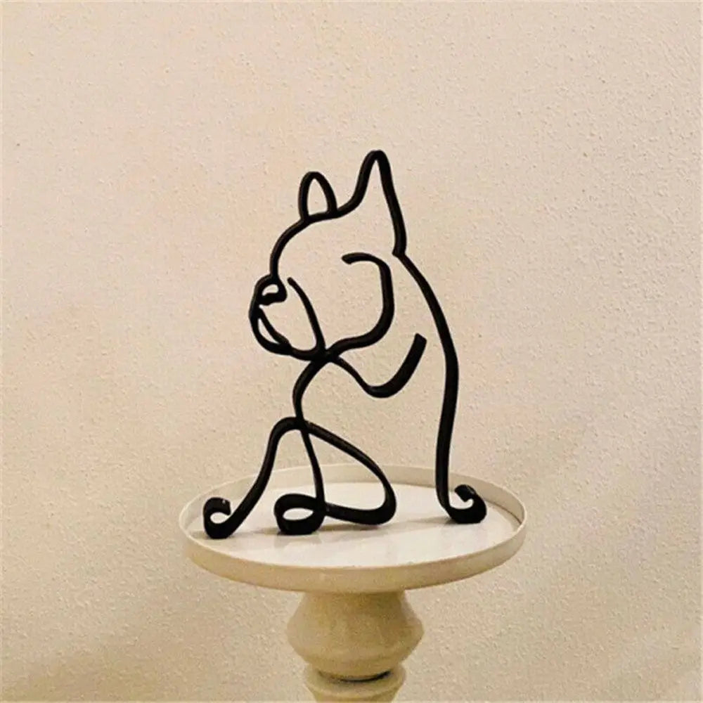 Wrought Iron Dog Statue Abstract Bulldog Dachshund