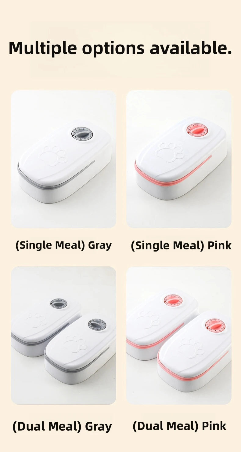 Pet Automatic Feeder Timed Quantification Separate Bowls for Dry Wet Feeding Easy to Clean Short-distance Travel Home Use