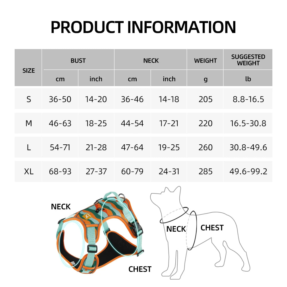 Medium Large Dog Harnesses Collar Labrador Army Reflective