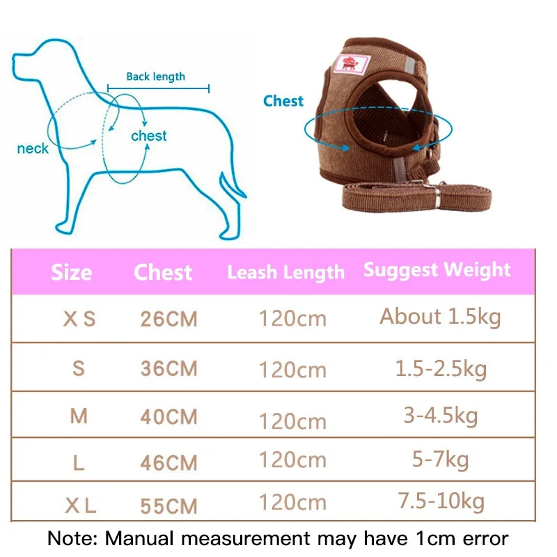 Dog Harness Leash Adjustable Vest Walking Soft Breathable Collar