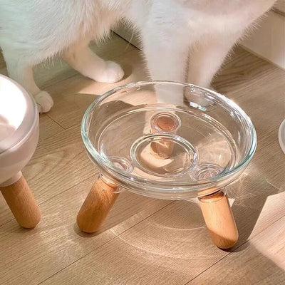 Simple Transparent Tall Cat Bowl Large Caliber Cat Dog Feeding Bowl, Pet Feeding Supplies