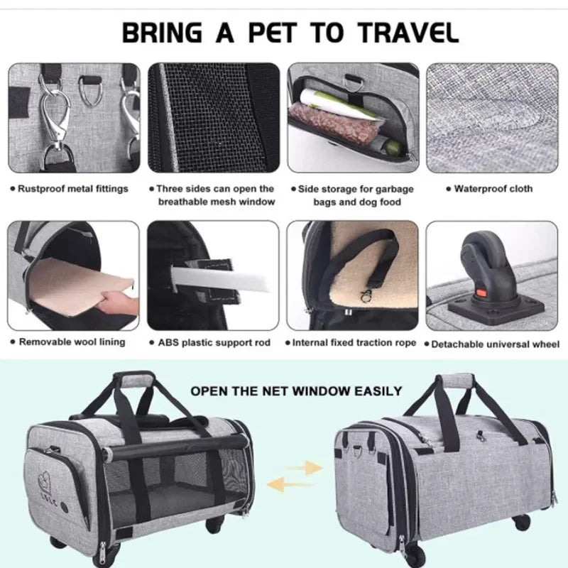 Portable Airline-Approved Dog and Cat Carrier Bag Soft Sided Puppy Travel Bag for Hiking for Small Animals Pet Carriers