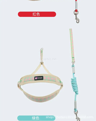 Dog Collars Harness with Leash Set Breathable Puppy Vest Chest Strap