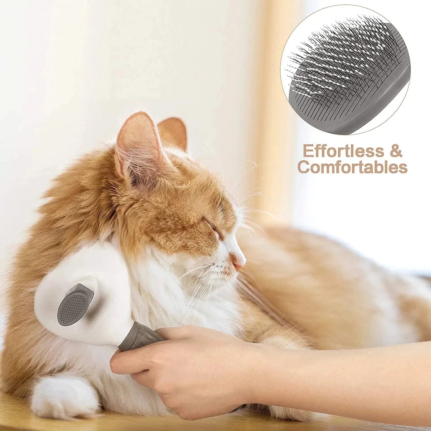 Dog Grooming Brush with Easy Clean Button, Pet Massage Comb