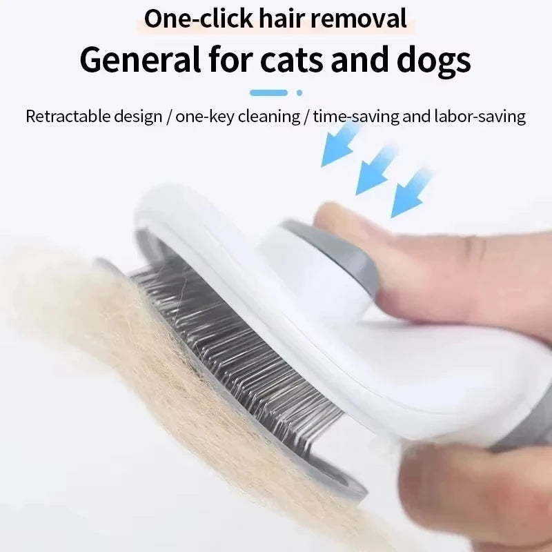 Dog Grooming Brush with Easy Clean Button, Pet Massage Comb