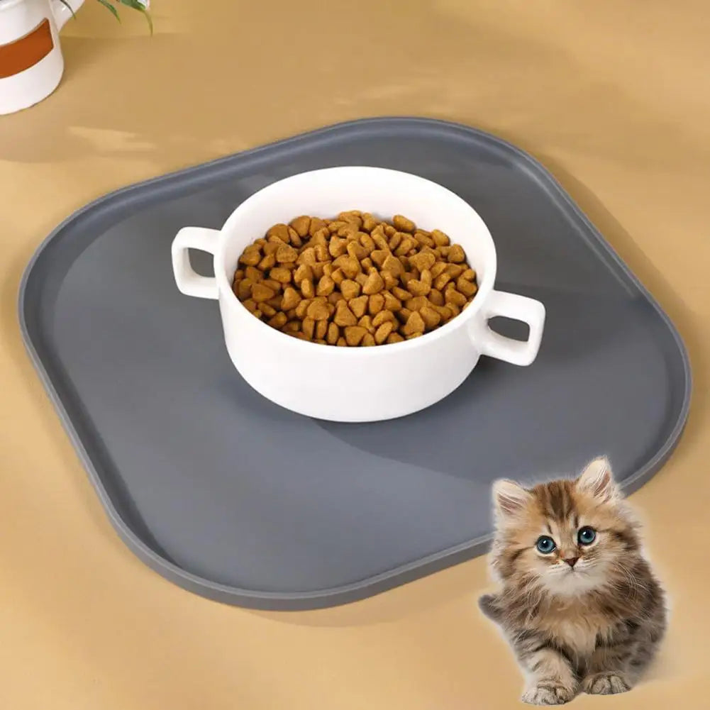 Pet Silicone Food Mat Placemat Waterproof Prevent Spills Dog Feeding