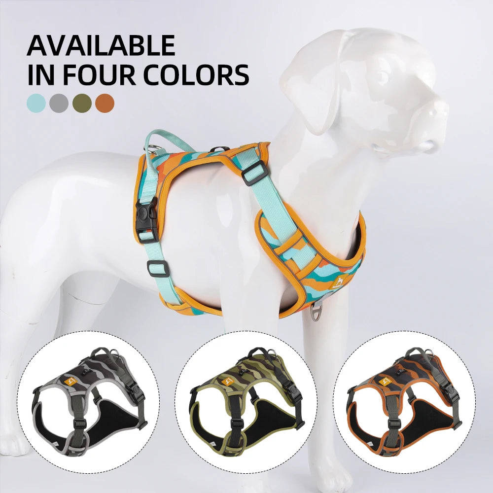 Medium Large Dog Harnesses Collar Labrador Army Reflective