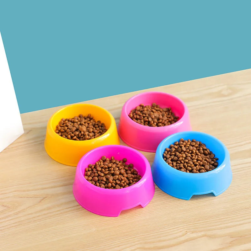 Practical New Colorful Pet Bowl Dog Cat Puppy Plastic Round Bowl Travel Feeding Food Water Bowl Dish Dog Food Bowls Pet Products