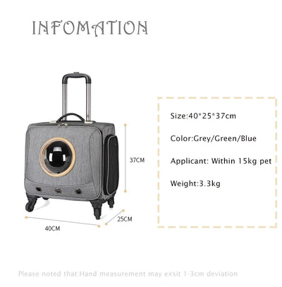 Outdoor Pet Travel Trolley Carrier Dog Trip Walking Carrier Waterpoof Large Space Cat Bag