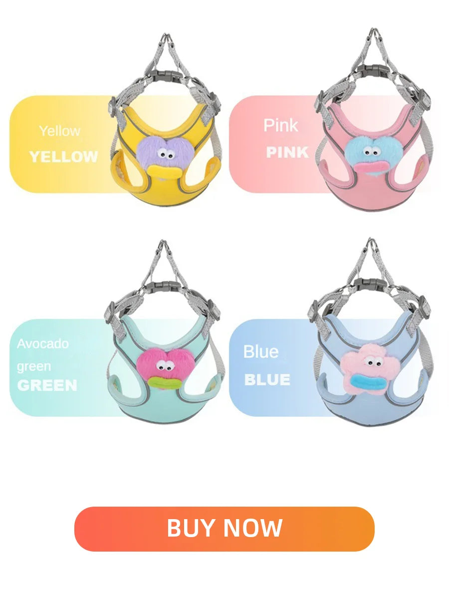 Dog Collars Harness with Leash Set Breathable Puppy Vest Chest Strap