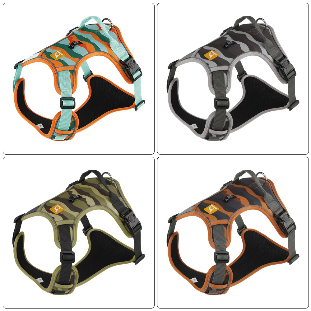 Medium Large Dog Harnesses Collar Labrador Army Reflective