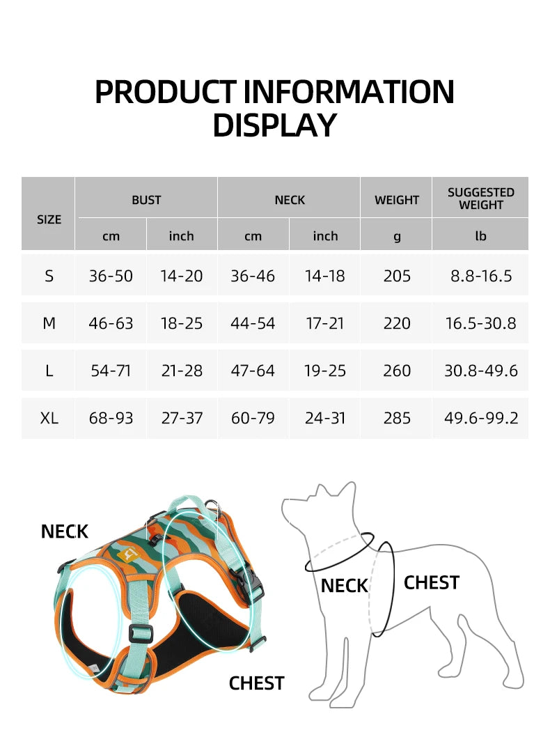 Medium Large Dog Harnesses Collar Labrador Army Reflective