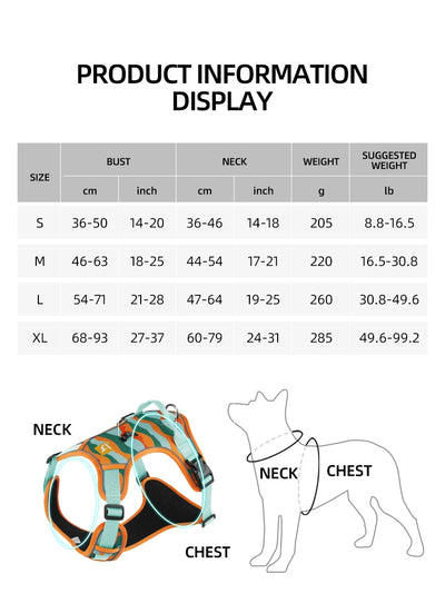 Medium Large Dog Harnesses Collar Labrador Army Reflective