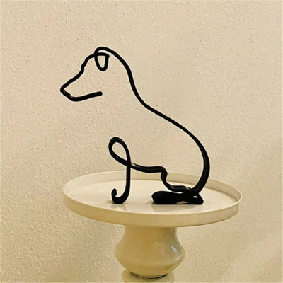 Wrought Iron Dog Statue Abstract Bulldog Dachshund