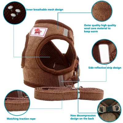 Dog Harness Leash Adjustable Vest Walking Soft Breathable Collar