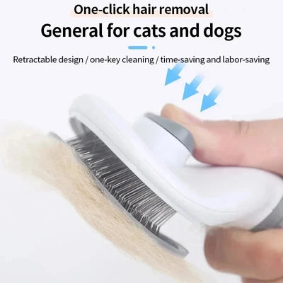 Dog Grooming Brush with Easy Clean Button, Pet Massage Comb