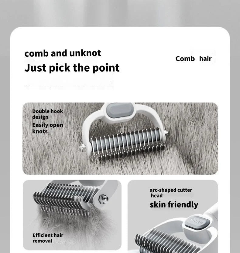 Dog Cat Grooming Brush, Double-Sided Deshedding