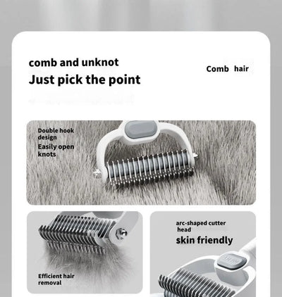Dog Cat Grooming Brush, Double-Sided Deshedding