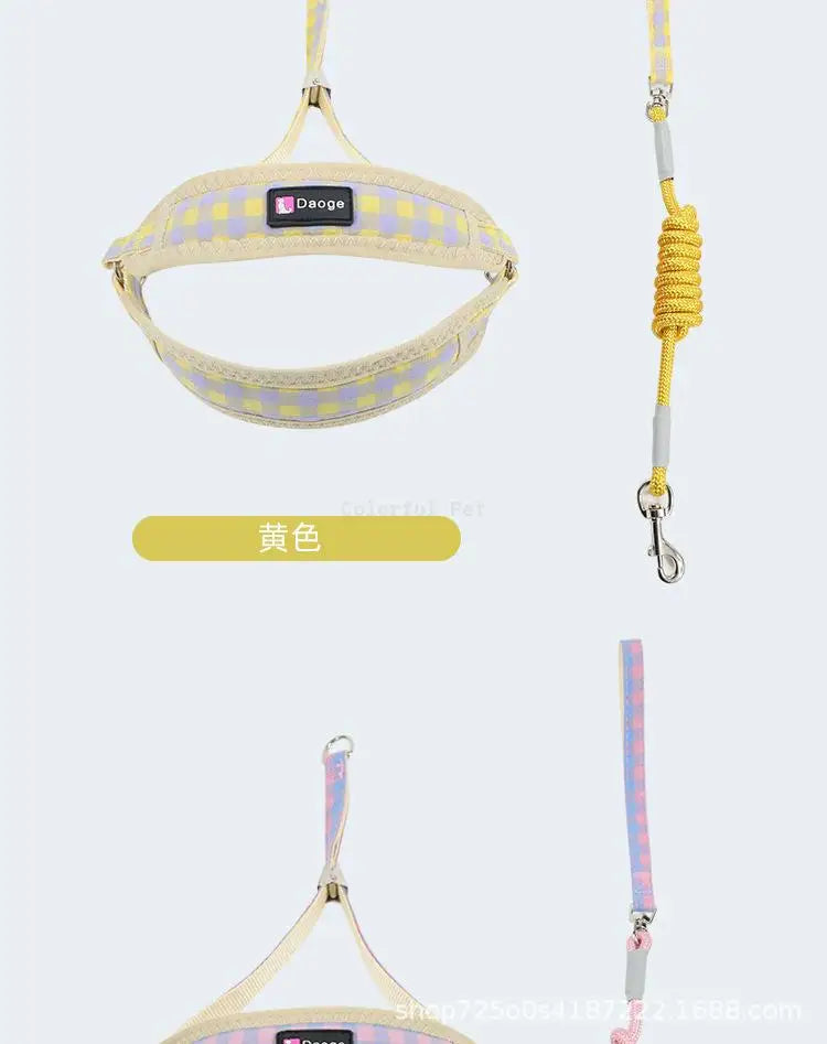 Dog Collars Harness with Leash Set Breathable Puppy Vest Chest Strap