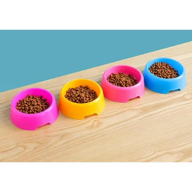 Practical New Colorful Pet Bowl Dog Cat Puppy Plastic Round Bowl Travel Feeding Food Water Bowl Dish Dog Food Bowls Pet Products