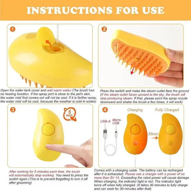 Cat Steam Brush Steamy Dog Brush 3 in 1 Electric Spray Cat Hair Brushes for Massage Pet Grooming Comb Hair Removal Combs