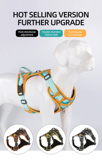 Medium Large Dog Harnesses Collar Labrador Army Reflective