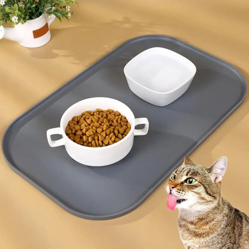 Pet Silicone Food Mat Placemat Waterproof Prevent Spills Dog Feeding
