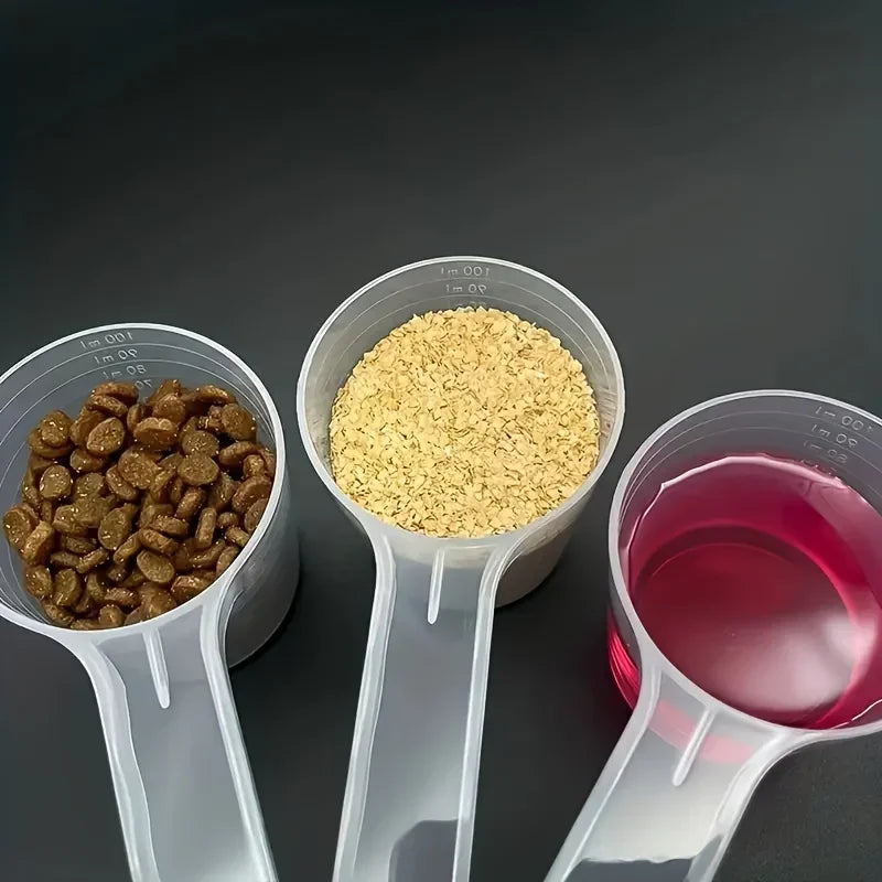 3pcs 100ml Transparent Pet Measuring Spoon With Scale Plastic Dog Feeding Shovel Pet Tableware