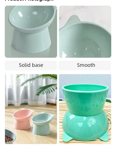 Pet Food Bowl Tilt High Bottom Neck Protector Antichoking Dog