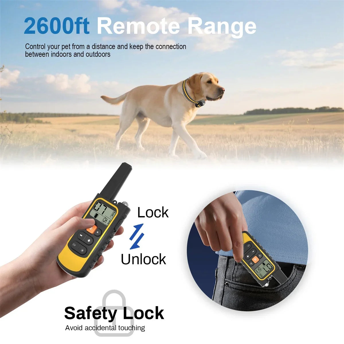 Dog Training Collar with Remote 2600ft Range 3 Modes