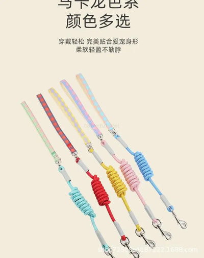 Dog Collars Harness with Leash Set Breathable Puppy Vest Chest Strap