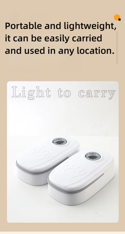Pet Automatic Feeder Timed Quantification Separate Bowls for Dry Wet Feeding Easy to Clean Short-distance Travel Home Use